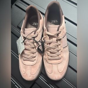 ***SOLD*** Zara Blush Suede Lace-Up Sneakers